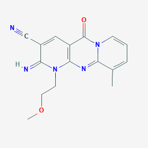 6-imino-7-(2-methoxyethyl)-11-methyl-2-oxo-1,7,9-triazatricyclo[8.4.0.03,8]tetradeca-3(8),4,9,11,13-pentaene-5-carbonitrile