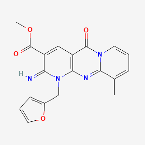 Methyl 7-[(furan-2-yl)methyl]-6-imino-11-methyl-2-oxo-1,7,9-triazatricyclo[8.4.0.0^{3,8}]tetradeca-3(8),4,9,11,13-pentaene-5-carboxylate