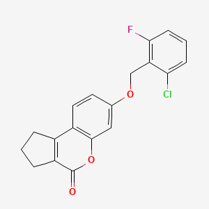 molecular formula C19H14ClFO3 B11606219 7-[(2-chloro-6-fluorobenzyl)oxy]-2,3-dihydrocyclopenta[c]chromen-4(1H)-one 