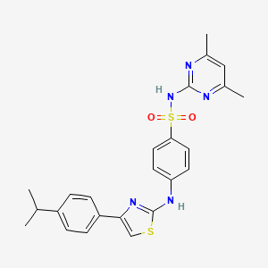 molecular formula C24H25N5O2S2 B11606224 N-(4,6-dimethylpyrimidin-2-yl)-4-({4-[4-(propan-2-yl)phenyl]-1,3-thiazol-2-yl}amino)benzenesulfonamide 