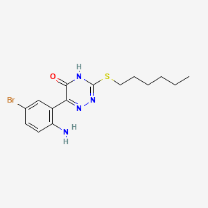 molecular formula C15H19BrN4OS B11606226 6-(2-Amino-5-bromophenyl)-3-(hexylsulfanyl)-1,2,4-triazin-5-ol 