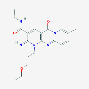 7-(3-ethoxypropyl)-N-ethyl-6-imino-13-methyl-2-oxo-1,7,9-triazatricyclo[8.4.0.03,8]tetradeca-3(8),4,9,11,13-pentaene-5-carboxamide