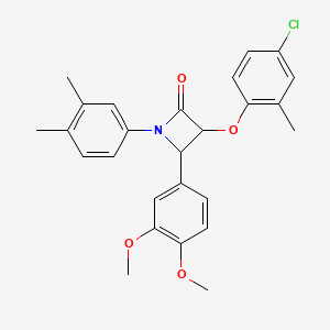 molecular formula C26H26ClNO4 B11606257 3-(4-Chloro-2-methylphenoxy)-4-(3,4-dimethoxyphenyl)-1-(3,4-dimethylphenyl)azetidin-2-one 