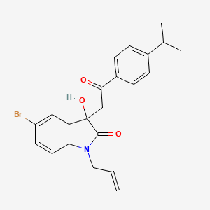 molecular formula C22H22BrNO3 B11606279 5-bromo-3-hydroxy-3-{2-oxo-2-[4-(propan-2-yl)phenyl]ethyl}-1-(prop-2-en-1-yl)-1,3-dihydro-2H-indol-2-one 