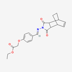 ethyl (4-{(E)-[(1,3-dioxo-1,3,3a,4,7,7a-hexahydro-2H-4,7-ethanoisoindol-2-yl)imino]methyl}phenoxy)acetate