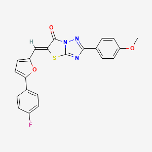 molecular formula C22H14FN3O3S B11606307 (5Z)-5-{[5-(4-fluorophenyl)furan-2-yl]methylidene}-2-(4-methoxyphenyl)[1,3]thiazolo[3,2-b][1,2,4]triazol-6(5H)-one 