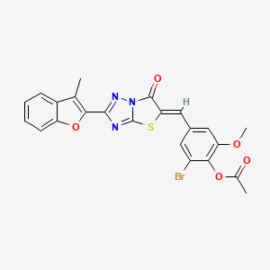 2-bromo-6-methoxy-4-{(Z)-[2-(3-methyl-1-benzofuran-2-yl)-6-oxo[1,3]thiazolo[3,2-b][1,2,4]triazol-5(6H)-ylidene]methyl}phenyl acetate