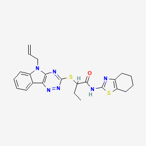 2-{[5-(prop-2-en-1-yl)-5H-[1,2,4]triazino[5,6-b]indol-3-yl]sulfanyl}-N-(4,5,6,7-tetrahydro-1,3-benzothiazol-2-yl)butanamide