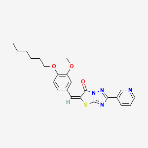 molecular formula C23H24N4O3S B11606318 (5E)-5-[4-(hexyloxy)-3-methoxybenzylidene]-2-(pyridin-3-yl)[1,3]thiazolo[3,2-b][1,2,4]triazol-6(5H)-one 