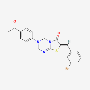 (7Z)-3-(4-acetylphenyl)-7-(3-bromobenzylidene)-3,4-dihydro-2H-[1,3]thiazolo[3,2-a][1,3,5]triazin-6(7H)-one