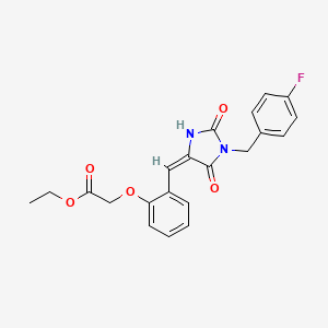 ethyl (2-{(E)-[1-(4-fluorobenzyl)-2,5-dioxoimidazolidin-4-ylidene]methyl}phenoxy)acetate