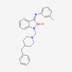 molecular formula C28H29N3O B11606341 (3Z)-1-[(4-benzylpiperidin-1-yl)methyl]-3-[(3-methylphenyl)imino]-1,3-dihydro-2H-indol-2-one 