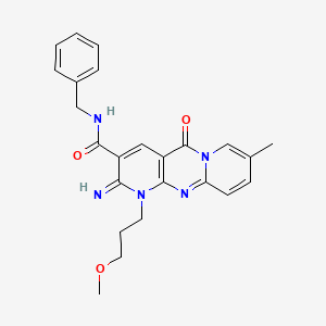 N-benzyl-6-imino-7-(3-methoxypropyl)-13-methyl-2-oxo-1,7,9-triazatricyclo[8.4.0.0^{3,8}]tetradeca-3(8),4,9,11,13-pentaene-5-carboxamide