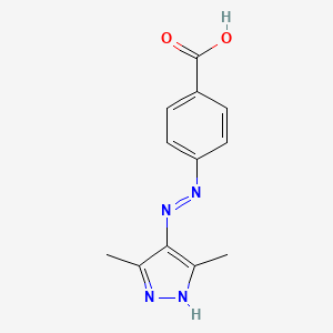 molecular formula C12H12N4O2 B11606412 4-[(E)-(3,5-dimethyl-1H-pyrazol-4-yl)diazenyl]benzoic acid 