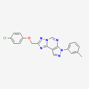 molecular formula C20H15ClN6O B11606441 2-[(4-chlorophenoxy)methyl]-7-(3-methylphenyl)-7H-pyrazolo[4,3-e][1,2,4]triazolo[1,5-c]pyrimidine 