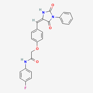 2-{4-[(E)-(2,5-dioxo-1-phenylimidazolidin-4-ylidene)methyl]phenoxy}-N-(4-fluorophenyl)acetamide