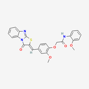 2-{2-methoxy-4-[(Z)-(3-oxo[1,3]thiazolo[3,2-a]benzimidazol-2(3H)-ylidene)methyl]phenoxy}-N-(2-methoxyphenyl)acetamide