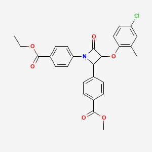 Ethyl 4-[3-(4-chloro-2-methylphenoxy)-2-[4-(methoxycarbonyl)phenyl]-4-oxoazetidin-1-YL]benzoate