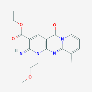 ethyl 6-imino-7-(2-methoxyethyl)-11-methyl-2-oxo-1,7,9-triazatricyclo[8.4.0.03,8]tetradeca-3(8),4,9,11,13-pentaene-5-carboxylate