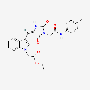 ethyl {3-[(E)-(1-{2-[(4-methylphenyl)amino]-2-oxoethyl}-2,5-dioxoimidazolidin-4-ylidene)methyl]-1H-indol-1-yl}acetate