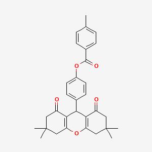 molecular formula C31H32O5 B11606529 4-(3,3,6,6-tetramethyl-1,8-dioxo-2,3,4,5,6,7,8,9-octahydro-1H-xanthen-9-yl)phenyl 4-methylbenzoate 