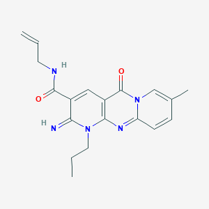 6-imino-13-methyl-2-oxo-N-prop-2-enyl-7-propyl-1,7,9-triazatricyclo[8.4.0.03,8]tetradeca-3(8),4,9,11,13-pentaene-5-carboxamide