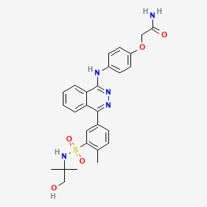 molecular formula C27H29N5O5S B11606553 2-{4-[(4-{3-[(1-Hydroxy-2-methylpropan-2-yl)sulfamoyl]-4-methylphenyl}phthalazin-1-yl)amino]phenoxy}acetamide 