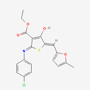 molecular formula C19H16ClNO4S B11606574 ethyl (5Z)-2-[(4-chlorophenyl)amino]-5-[(5-methylfuran-2-yl)methylidene]-4-oxo-4,5-dihydrothiophene-3-carboxylate 