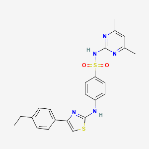 molecular formula C23H23N5O2S2 B11606628 N-(4,6-dimethylpyrimidin-2-yl)-4-{[4-(4-ethylphenyl)-1,3-thiazol-2-yl]amino}benzenesulfonamide 