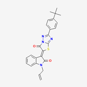 molecular formula C25H22N4O2S B11606675 (3Z)-3-[2-(4-tert-butylphenyl)-6-oxo[1,3]thiazolo[3,2-b][1,2,4]triazol-5(6H)-ylidene]-1-(prop-2-en-1-yl)-1,3-dihydro-2H-indol-2-one 