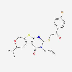 5-[2-(4-bromophenyl)-2-oxoethyl]sulfanyl-12-propan-2-yl-4-prop-2-enyl-11-oxa-8-thia-4,6-diazatricyclo[7.4.0.02,7]trideca-1(9),2(7),5-trien-3-one