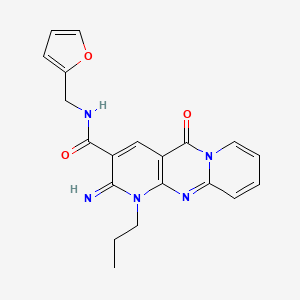 N-(furan-2-ylmethyl)-6-imino-2-oxo-7-propyl-1,7,9-triazatricyclo[8.4.0.03,8]tetradeca-3(8),4,9,11,13-pentaene-5-carboxamide