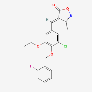 molecular formula C20H17ClFNO4 B11606800 (4E)-4-{3-chloro-5-ethoxy-4-[(2-fluorobenzyl)oxy]benzylidene}-3-methyl-1,2-oxazol-5(4H)-one 