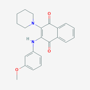 molecular formula C22H22N2O3 B11606810 2-[(3-Methoxyphenyl)amino]-3-(piperidin-1-yl)naphthalene-1,4-dione 