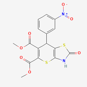 molecular formula C16H12N2O7S2 B11606821 dimethyl 7-(3-nitrophenyl)-2-oxo-3,7-dihydro-2H-thiopyrano[2,3-d][1,3]thiazole-5,6-dicarboxylate 