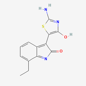 molecular formula C13H11N3O2S B11606831 (3Z)-7-ethyl-3-(2-imino-4-oxo-1,3-thiazolidin-5-ylidene)-1,3-dihydro-2H-indol-2-one 