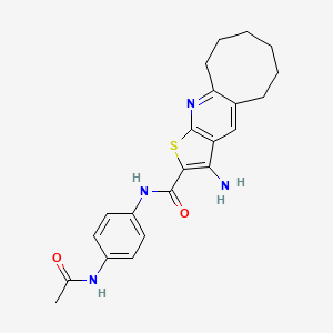 molecular formula C22H24N4O2S B11606861 N-(4-Acetamidophenyl)-3-amino-5,6,7,8,9,10-hexahydrocycloocta[B]thieno[3,2-E]pyridine-2-carboxamide 