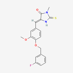 molecular formula C19H17FN2O3S B11606896 (5Z)-5-{4-[(3-fluorobenzyl)oxy]-3-methoxybenzylidene}-3-methyl-2-thioxoimidazolidin-4-one 