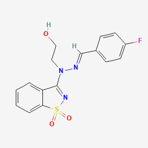 2-[(2E)-1-(1,1-dioxido-1,2-benzothiazol-3-yl)-2-(4-fluorobenzylidene)hydrazinyl]ethanol