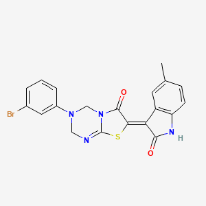 (7Z)-3-(3-bromophenyl)-7-(5-methyl-2-oxo-1,2-dihydro-3H-indol-3-ylidene)-3,4-dihydro-2H-[1,3]thiazolo[3,2-a][1,3,5]triazin-6(7H)-one