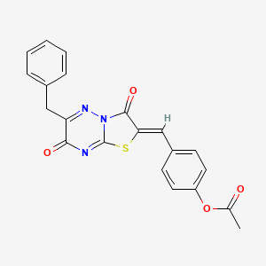 molecular formula C21H15N3O4S B11606923 4-[(Z)-(6-benzyl-3,7-dioxo-7H-[1,3]thiazolo[3,2-b][1,2,4]triazin-2(3H)-ylidene)methyl]phenyl acetate CAS No. 463959-52-6