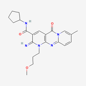 N-cyclopentyl-6-imino-7-(3-methoxypropyl)-13-methyl-2-oxo-1,7,9-triazatricyclo[8.4.0.0^{3,8}]tetradeca-3(8),4,9,11,13-pentaene-5-carboxamide