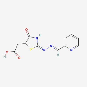 {(2E)-4-oxo-2-[(2E)-(pyridin-2-ylmethylidene)hydrazinylidene]-1,3-thiazolidin-5-yl}acetic acid