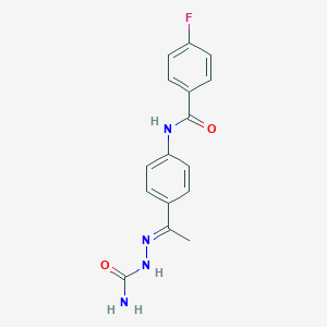 molecular formula C16H15FN4O2 B11607000 (2E)-2-[1-(4-{[(4-fluorophenyl)carbonyl]amino}phenyl)ethylidene]hydrazinecarboxamide 