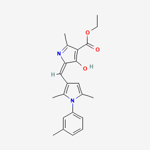 molecular formula C22H24N2O3 B11607001 ethyl (5E)-5-{[2,5-dimethyl-1-(3-methylphenyl)-1H-pyrrol-3-yl]methylidene}-2-methyl-4-oxo-4,5-dihydro-1H-pyrrole-3-carboxylate 