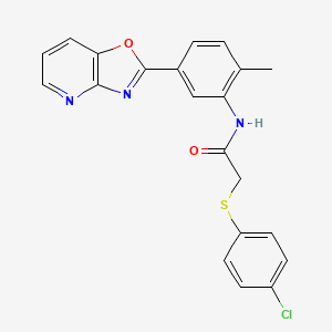 2-[(4-chlorophenyl)sulfanyl]-N-[2-methyl-5-([1,3]oxazolo[4,5-b]pyridin-2-yl)phenyl]acetamide