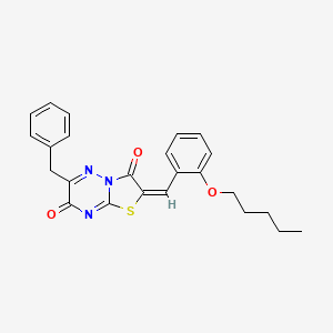 molecular formula C24H23N3O3S B11607083 (2E)-6-benzyl-2-[2-(pentyloxy)benzylidene]-7H-[1,3]thiazolo[3,2-b][1,2,4]triazine-3,7(2H)-dione 