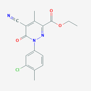 molecular formula C16H14ClN3O3 B11607088 Ethyl 1-(3-chloro-4-methylphenyl)-5-cyano-4-methyl-6-oxopyridazine-3-carboxylate 