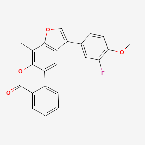 molecular formula C23H15FO4 B11607090 10-(3-fluoro-4-methoxyphenyl)-7-methyl-5H-benzo[c]furo[3,2-g]chromen-5-one 