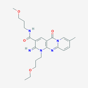 7-(3-ethoxypropyl)-6-imino-N-(3-methoxypropyl)-13-methyl-2-oxo-1,7,9-triazatricyclo[8.4.0.03,8]tetradeca-3(8),4,9,11,13-pentaene-5-carboxamide